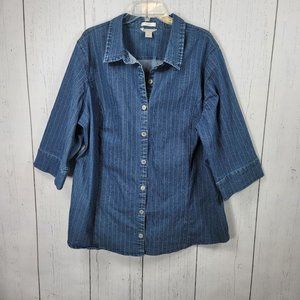 Womens Croft and Barrow denim 3/4 sleeve blouse jacket size 3X  EUC